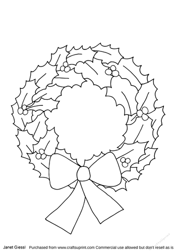 Christmas Wreath Coloring Page/Digi Stamp