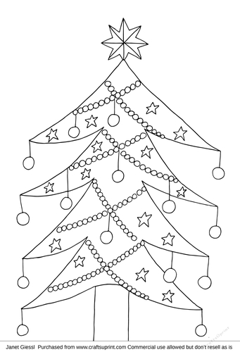 Christmas Tree Coloring Page/Digi Stamp