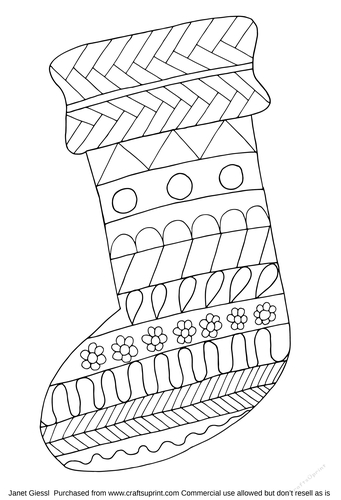 Christmas Stocking Coloring Page/Digi Stamp