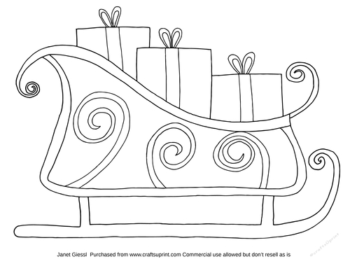 Christmas Sleigh Coloring Page/Digi Stamp