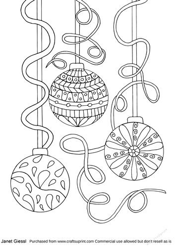 Christmas Ornaments Coloring Page/Digi Stamp