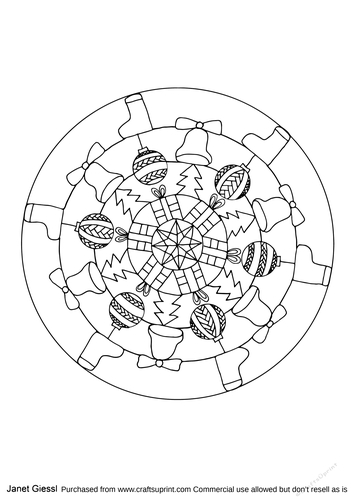Christmas Mandala Coloring Page/Digi Stamp
