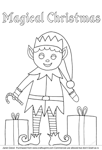 Christmas Elf Coloring Page/Digi Stamp