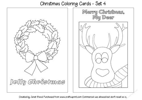 Christmas Coloring Cards - Set 4