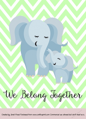 Mother and Baby Elephant Card Topper