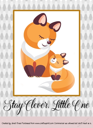 Mother and Baby Fox Card Topper