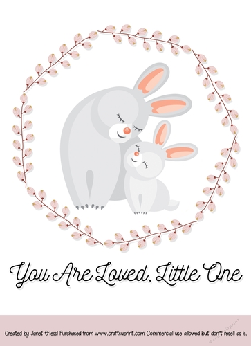Mother and Baby Rabbit Card Topper