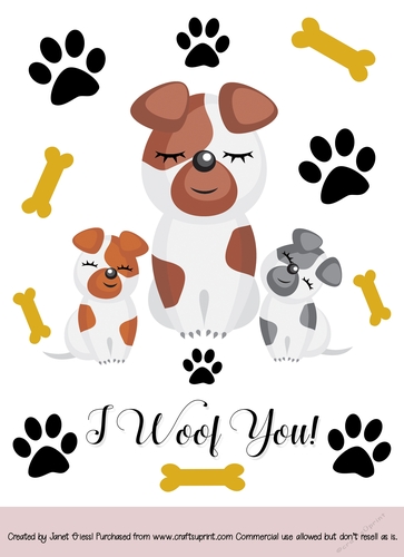 Mother Dog and Puppies Card Topper