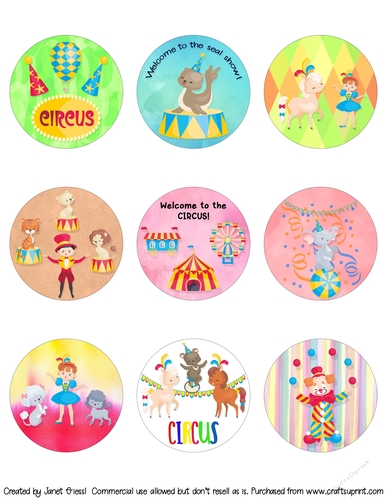 Circus Collage Sheet (2.5 inches; 63.5 mm), Circle Images