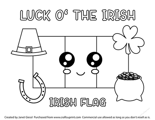 Cute Luck of The Irish Coloring Page/Digi Stamp