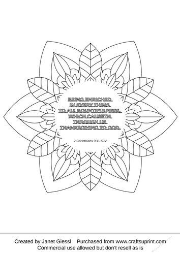 Gratitude Bible Verse Coloring Page/Digi Stamp 10