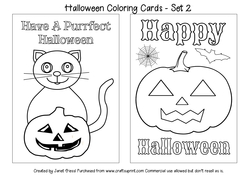 Halloween Coloring Cards - Set 2