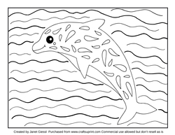 Cute Dolphin Coloring Page/Digi Stamp