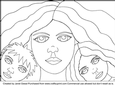 Mother With Children Coloring Page/Digi Stamp