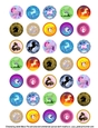 Unicorn Collage Sheet (1.2 x 1.2 inch; 30 mm), Circle Images