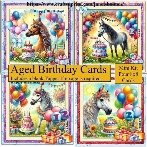 Birthday Card set Horses