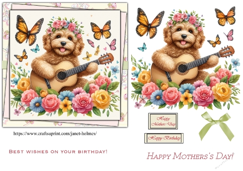 Music Loving Cockerpoo,  Mothers day and Birthday