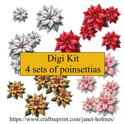 Digi Kit 4 sets of Poinsettias kit 1