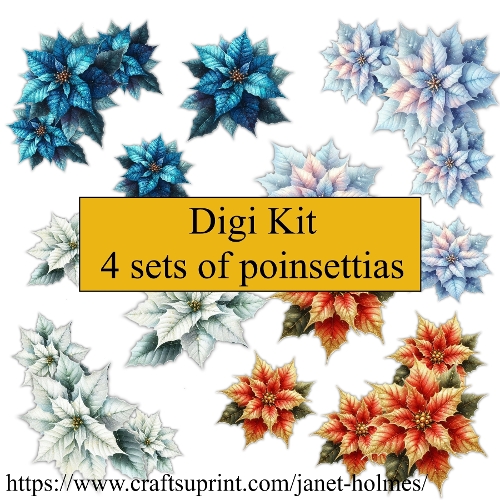Digi Kit 4 sets of Poinsettias kit 3