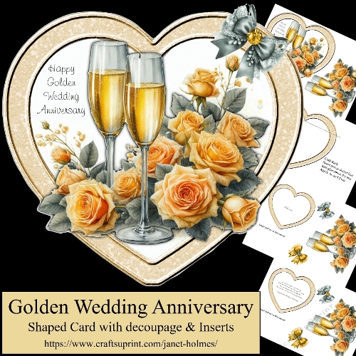 Golden wedding Anniversary shaped card