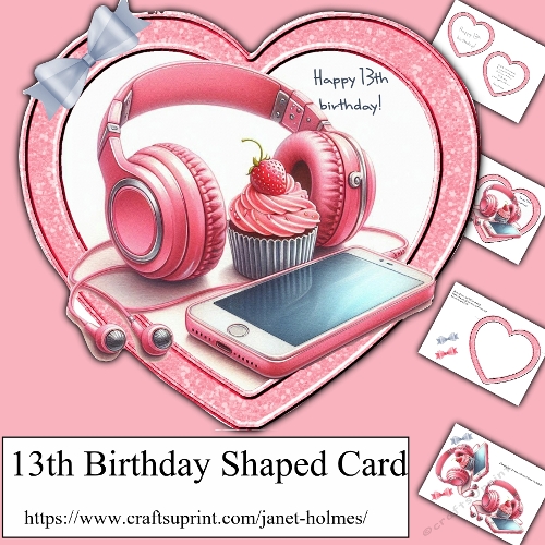 13th shaped birthday card