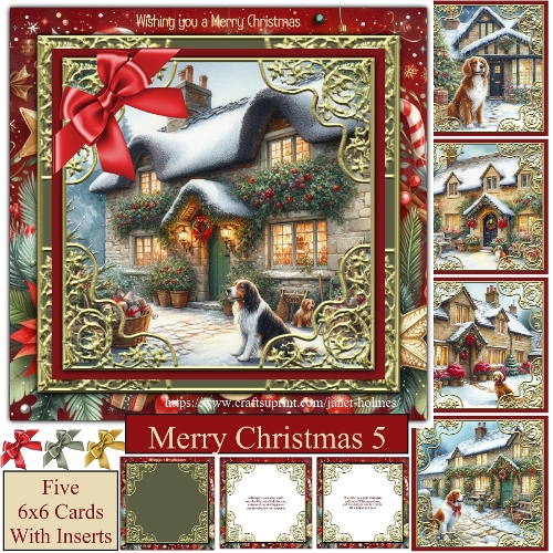 Merry Christmas set 5 dogs