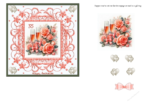 6x6 Coral Anniversary card