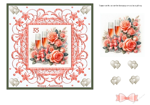7x7 Coral Anniversary card