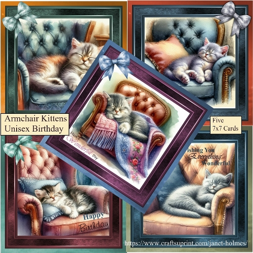 cup1417951_91280 - Armchair Kittens unisex birthday card kit