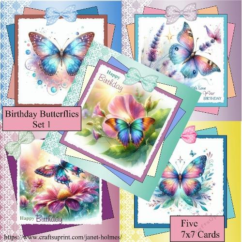 Butterfly Birthday cards set 1