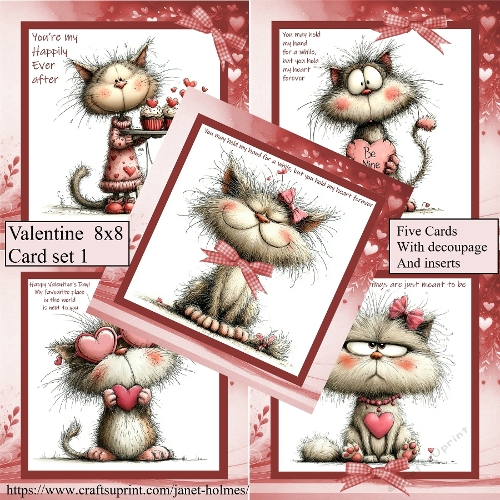Valentine 8x8 card set 1