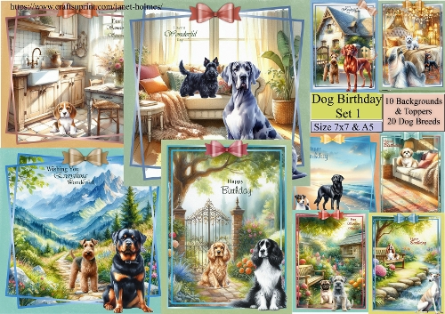 Dog Birthday set 1 makes both 7x7 and A5 cards