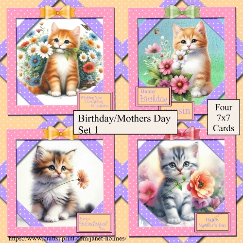 Birthday/Mothersday card set 1 7x7 cards