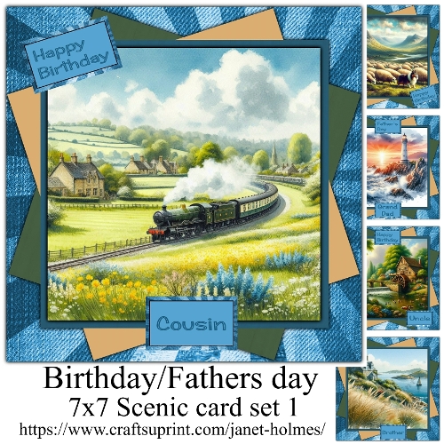 Male Birthday/Fathers Day scenic card set 1
