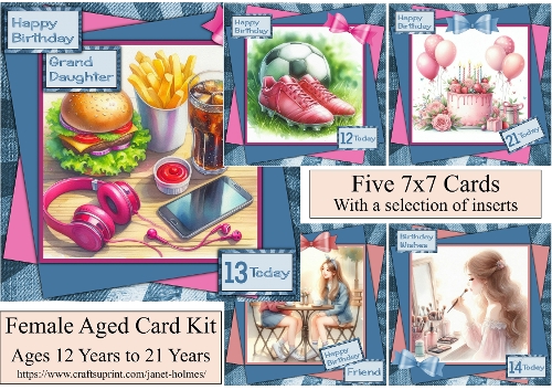 Female Aged 12-21 Birthday Cards 7x7