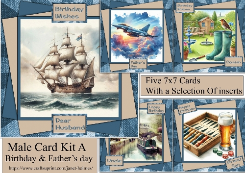 Male 7x7 Card set A Birthday and Fathers Day