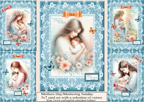 Mothers Day/Mothering Sunday 5x7 card kit