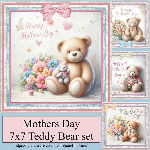 Mothers day 7x7 teddy bear set