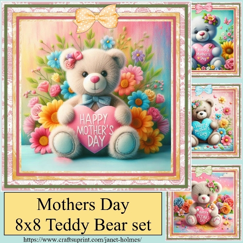 Mothers Day 8x8 teddy bear set
