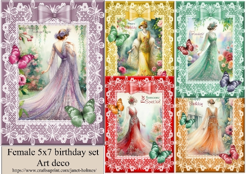 female 5x7 Birthday set Art Deco