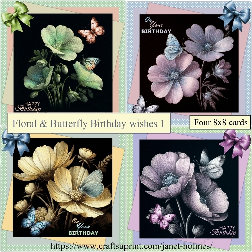 Floral & Butterfly Birthday set 1 