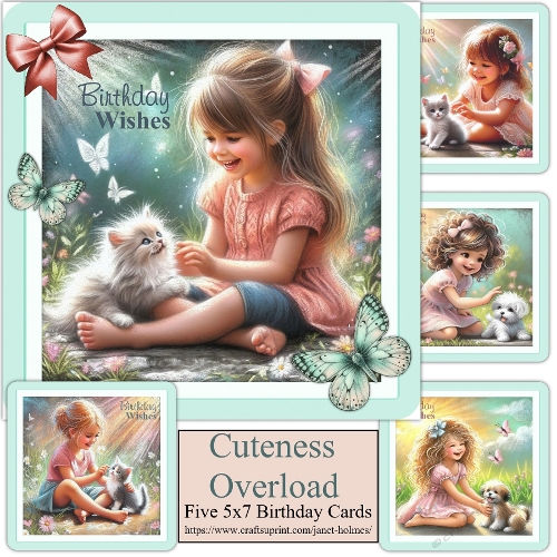 Cuteness Overload 7x7 young girls card set