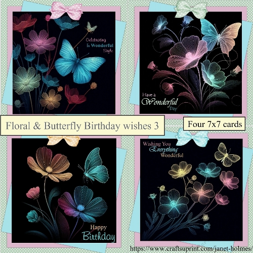 Floral & Butterfly Birthday set 3