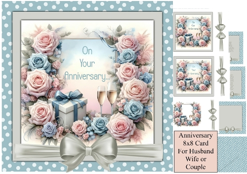 Anniversary 8x8 Card suitable for Husband. Wife or a Couple