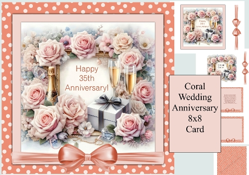 coral anniversary card