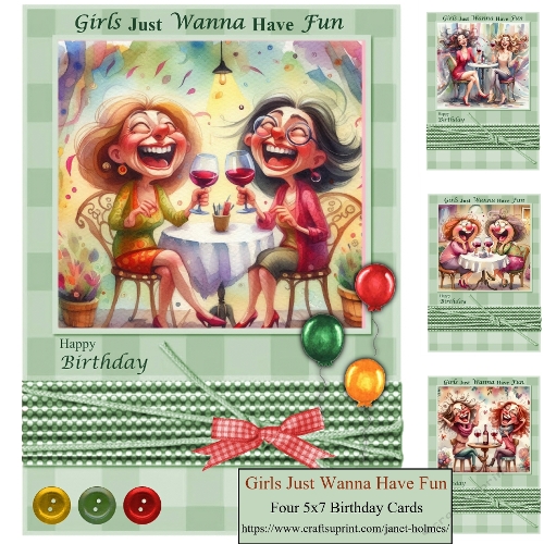Girls just wanna have fun 2 5x7 card set