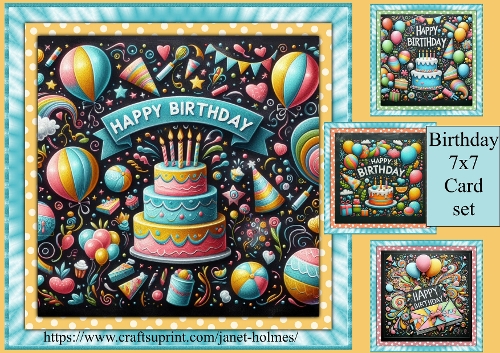 Birthday 7x7 unisex card set