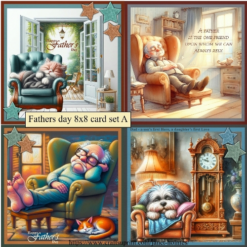 Fathers day 8x8 card set A