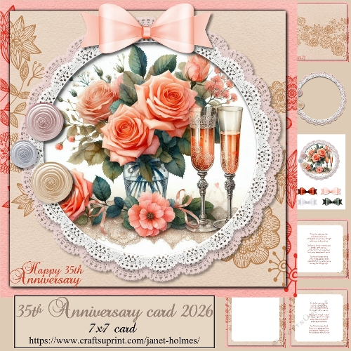 Coral Wedding Anniversary card 2026