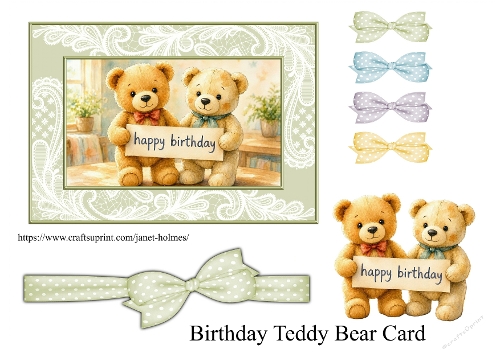 7x5 Birthday Teddy Bear card